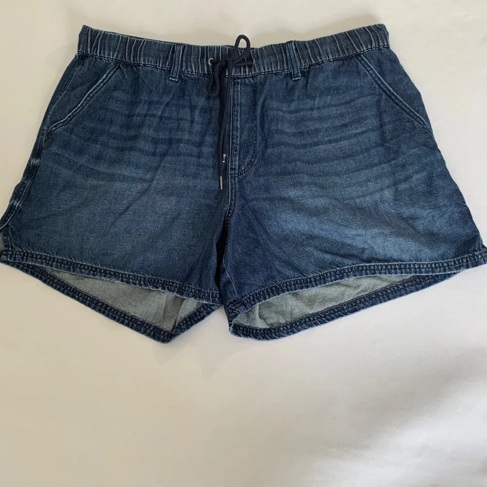 Judy Denim Shorts Women 2XL Baggy Blue Dark Wash Drawstring Cotton Hemp Boho